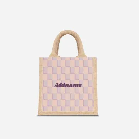 Checkered Series Half Lining Lunch Bag  - Purple Natural