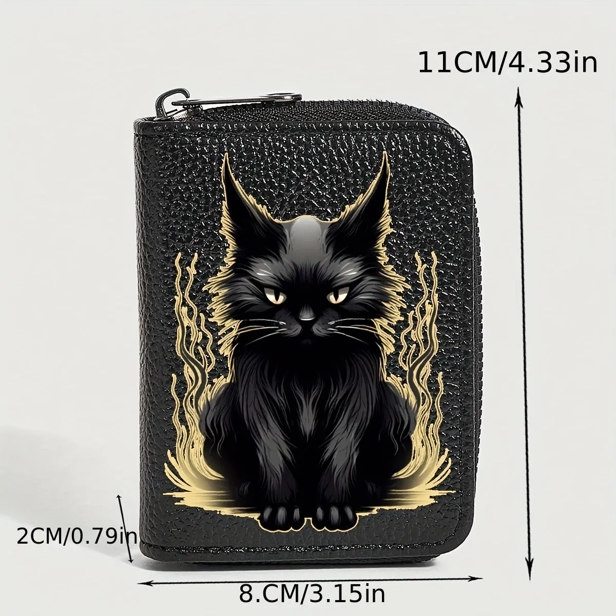 Chic Kawaii Cat Pattern Zip Around Wallet - Secure Coin Purse with Card Slots - Fashionable Textured Design for Women