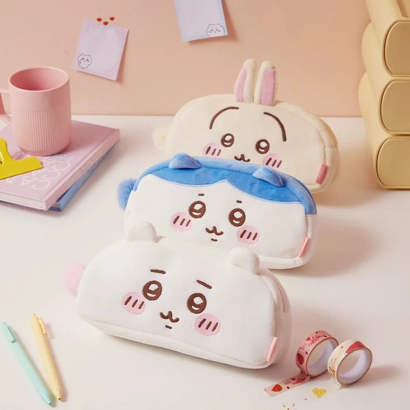 ChiiKawa X Miniso | ChiiKawa Hachiware Usagi Plush Pencil Bag - Kawaii items Room Decoration