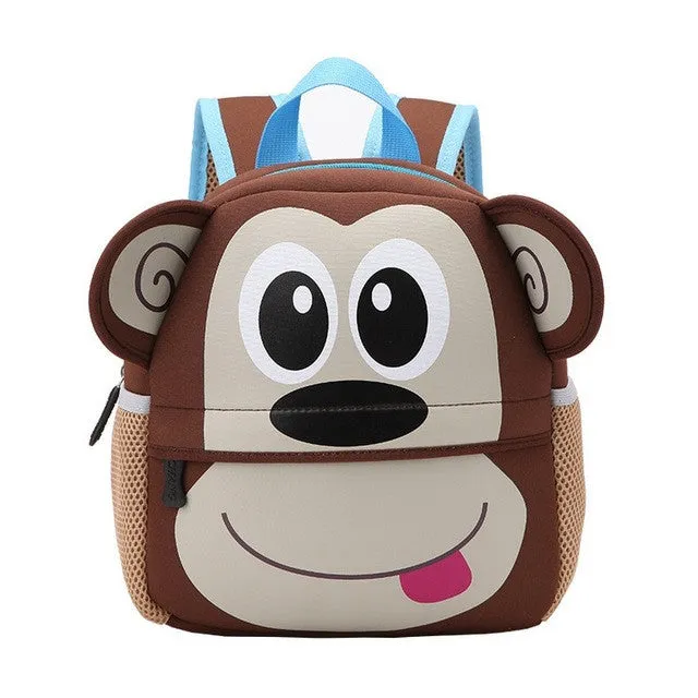 Children 3D Cute Animal Design Backpack Toddler Kid Neoprene School Bags Kindergarten Cartoon Comfortable Bag Giraffe Monkey Owl