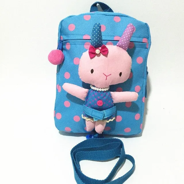 Children Anti-lost Animal Rabbit Canvas Little Backpack Toddler Kids Cute Plush Doll Removable Rucksack Baby Gift Toy Backpack