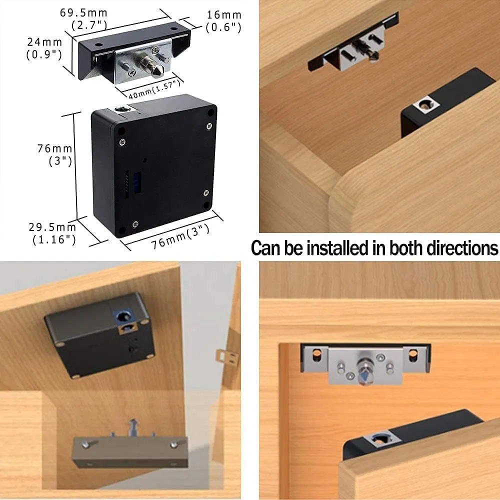 CODACE Electronic DIY Cabinet Lock, Smart NFC RFID Locks with Slide Latch Lock for Double Hidden Door Cabinet Drawer Wooden Cupboard