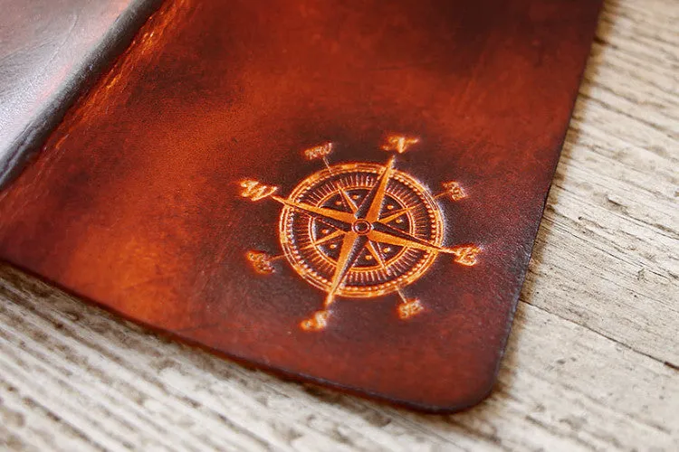 Compass Leather Passport Cover