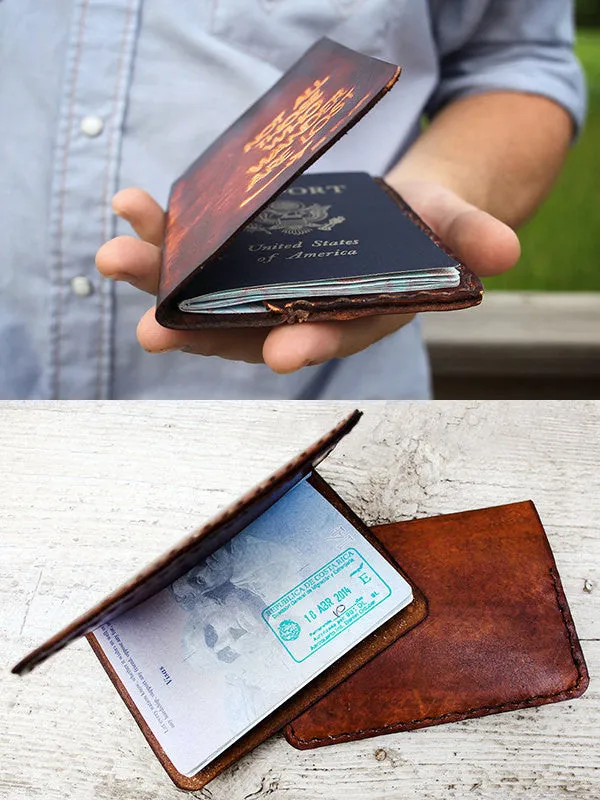 Compass Leather Passport Cover