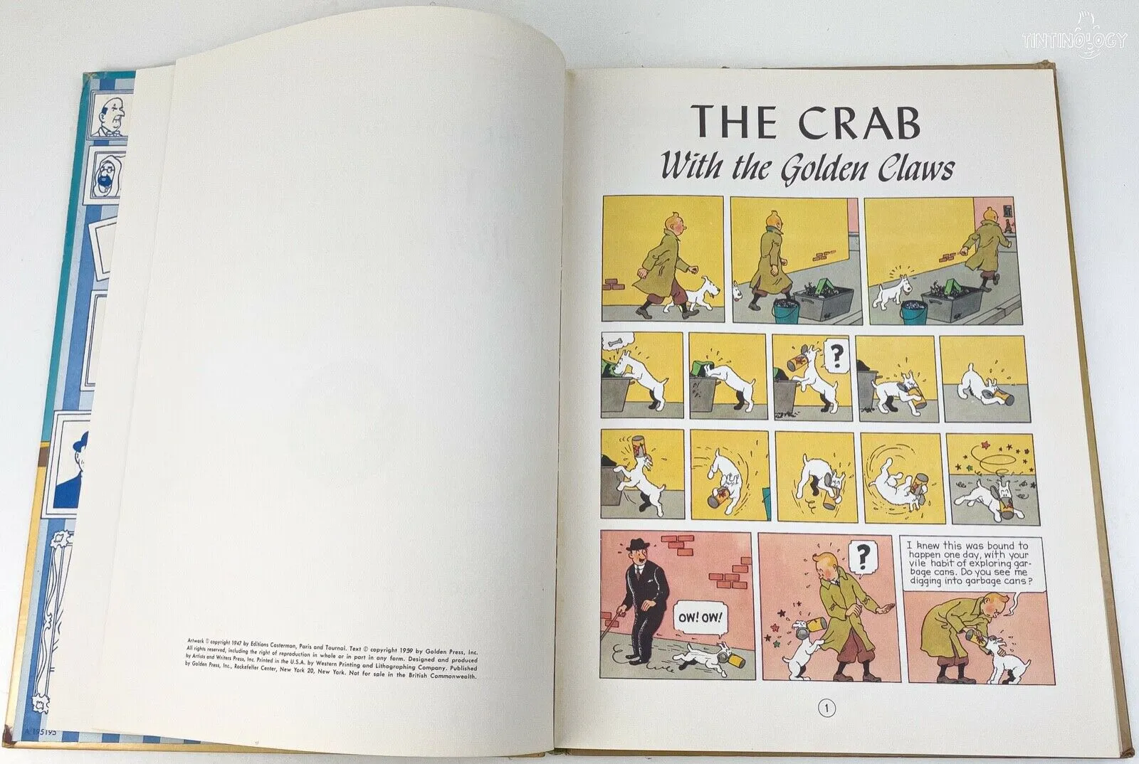 CRAB WITH THE GOLDEN CLAWS Golden Press 1959 1st USA Edition Hardback Tintin book