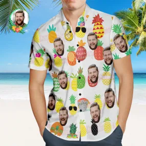 Custom Birthday Hawaiian Shirt Pineapple Party Personalised Face Shirt