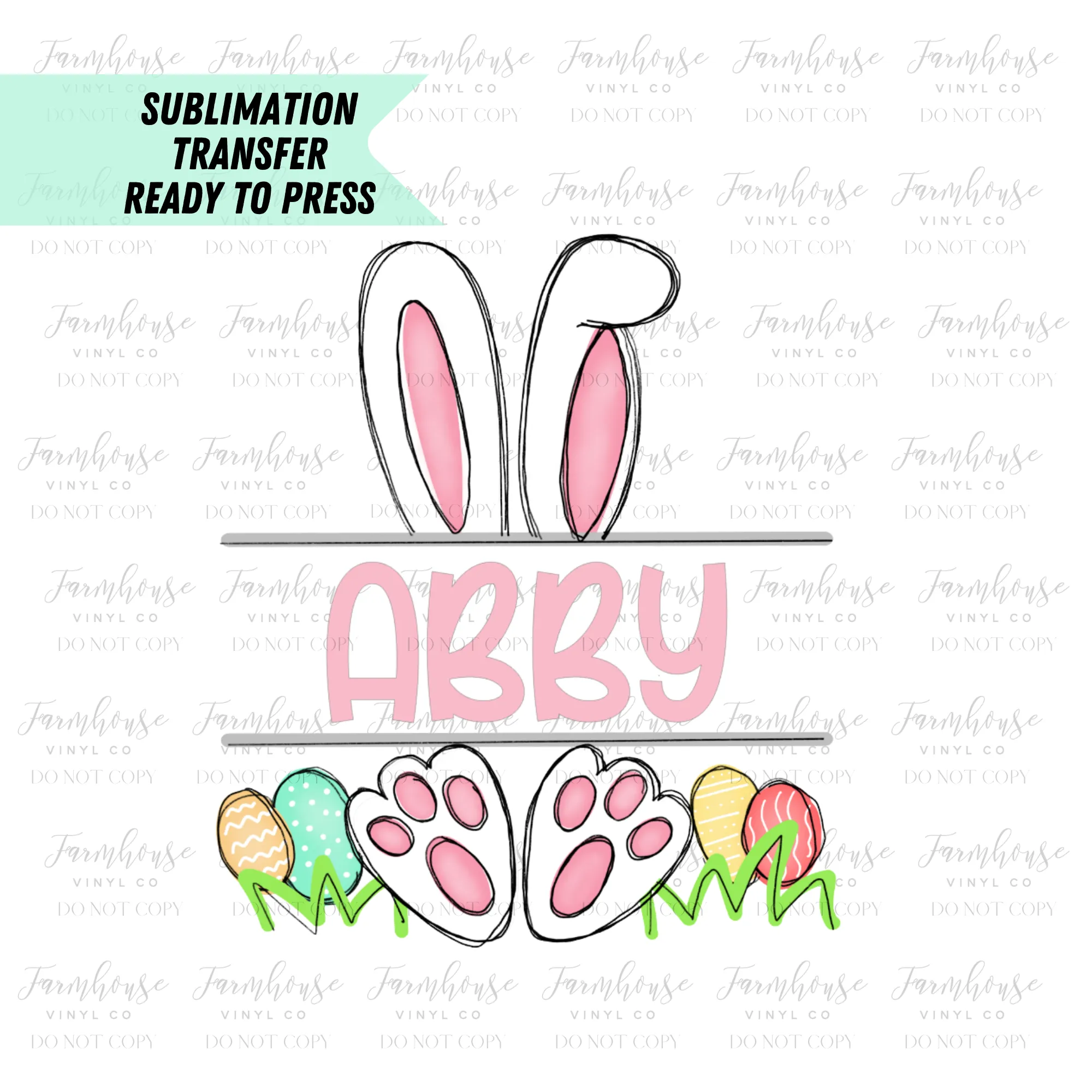 Custom Easter Bunny Sublimation Transfers