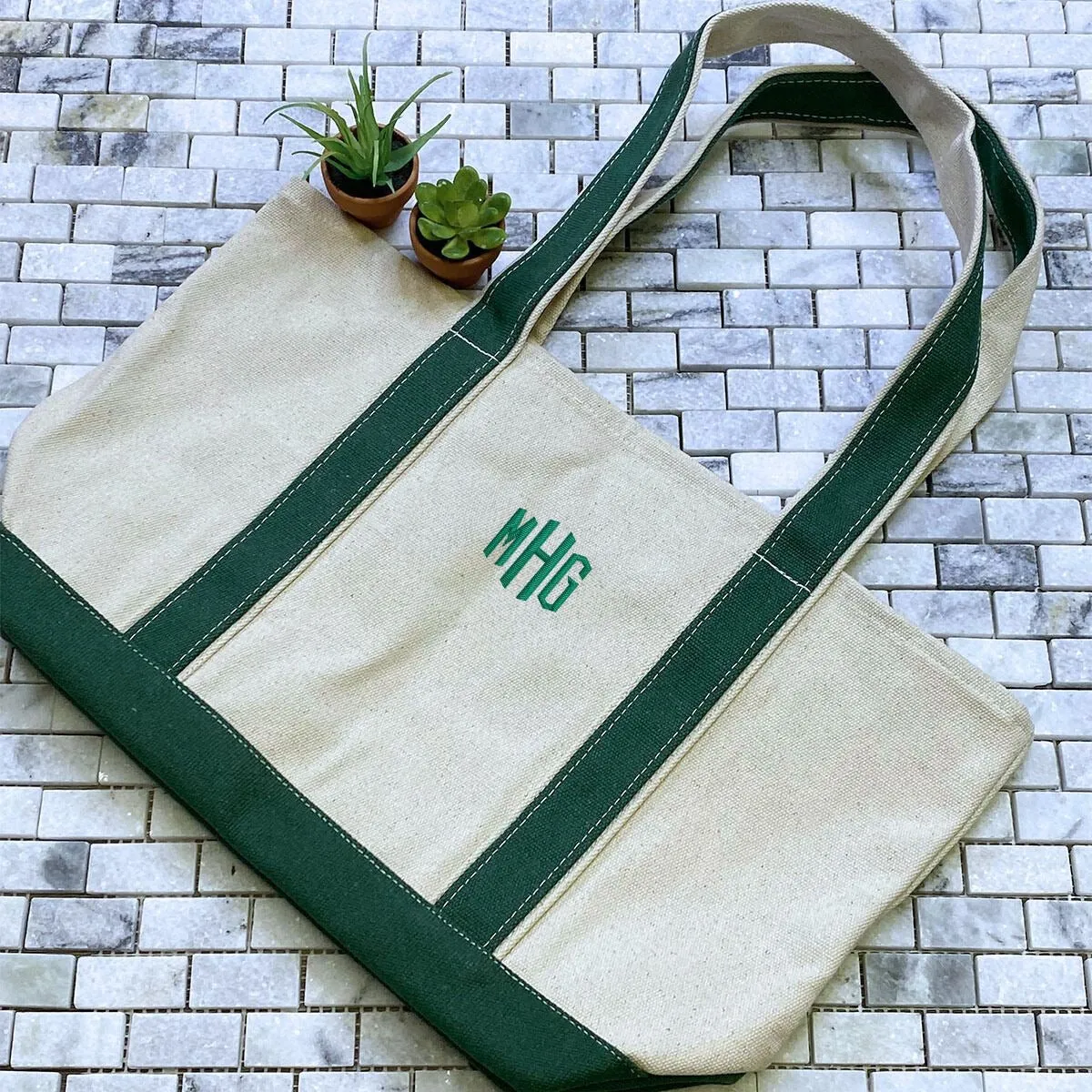 Custom Embroidered Monogram Tote Bag, Monogrammed Gift, Personalized Monogram