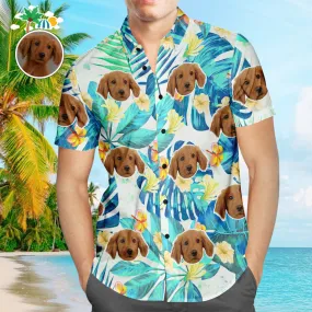 Custom Face Hawaiian Shirt Vintage Flower Plant Men's Popular All Over Print Hawaiian Beach Shirt Holiday Gift