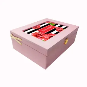 Custom Gift Box with Name Vegan Leather Box - Pink Rose