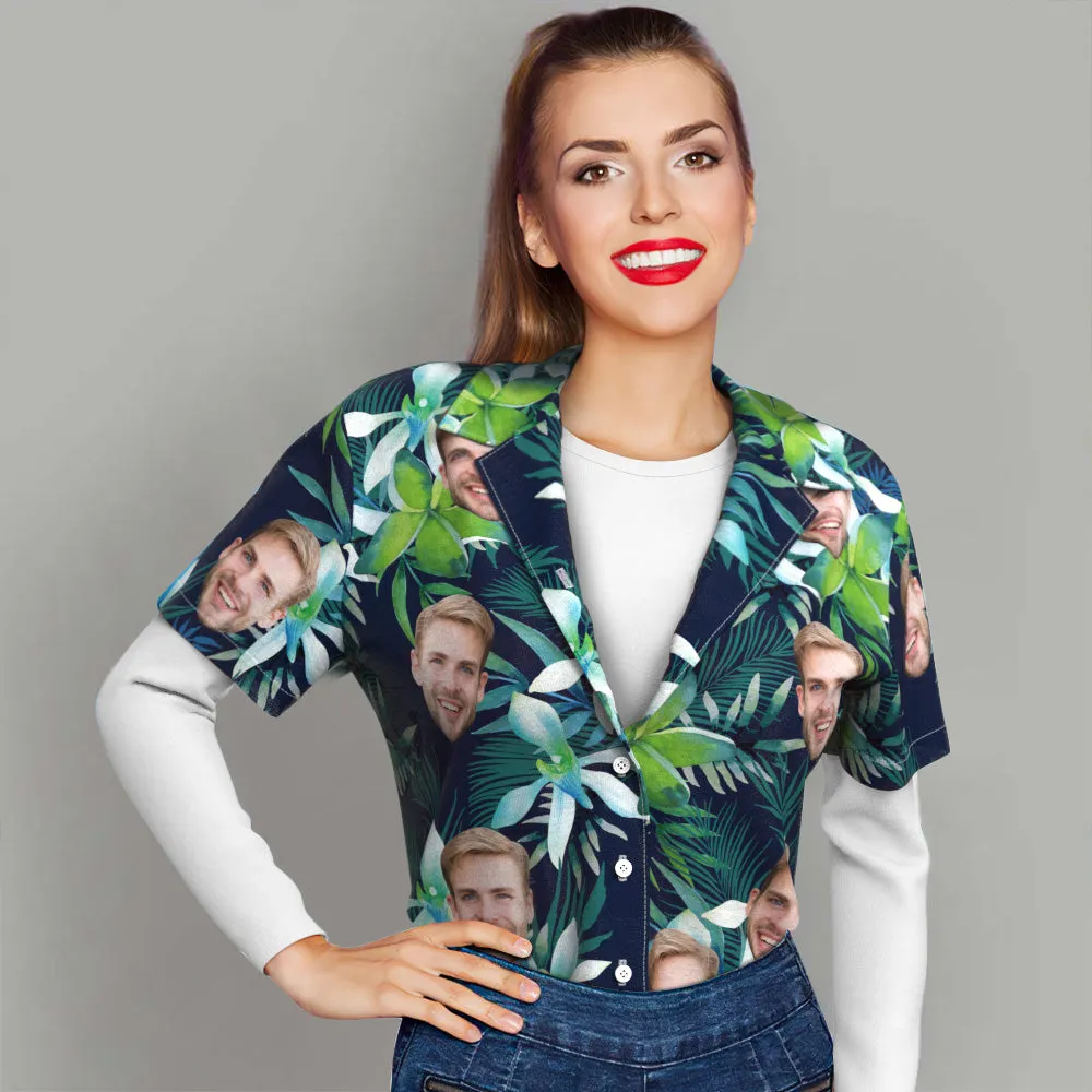 Custom Hawaiian with Face Custom Face All Over Print Tropical Style Hawaiian Shirt