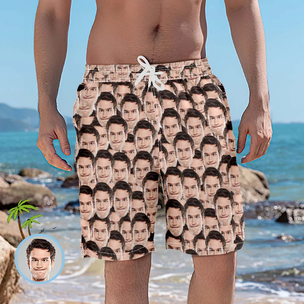 Custom Mens Swim Shorts Personalised Swim Trunks Mash Face