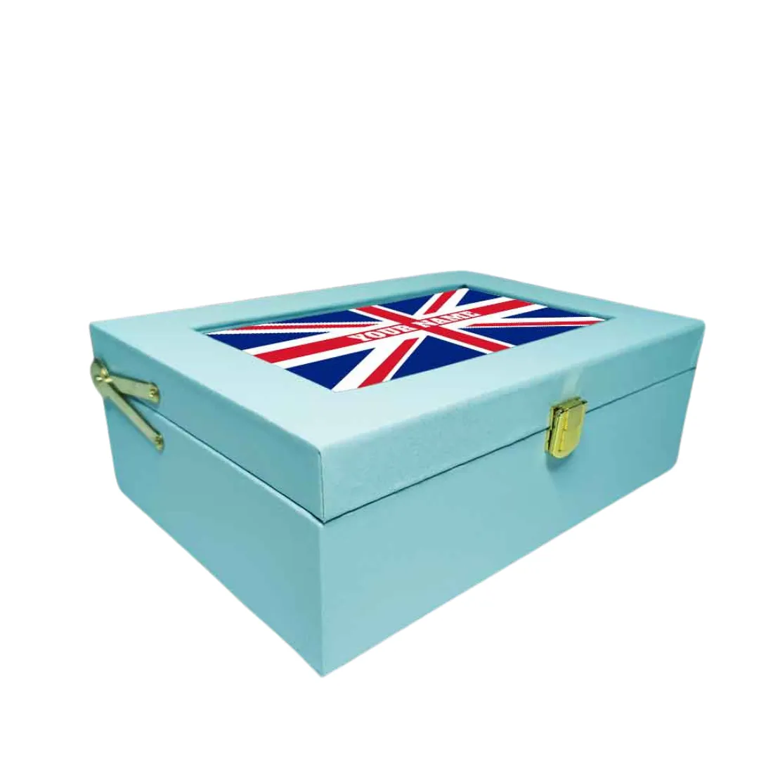 Customized Gift Boxes for Women Men Vegan Leather Add Name - UK Flag