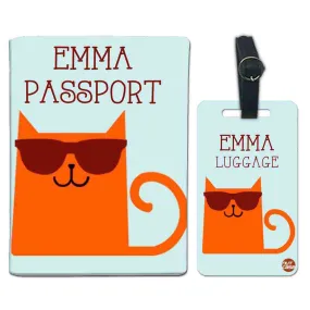 Customized Passport Cover and Baggage Tag Set - Office Cat