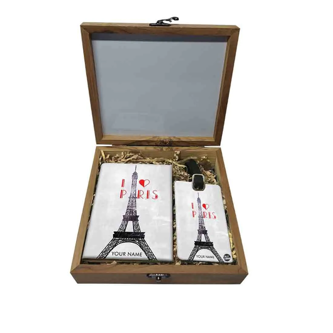 Customized Passport Cover With Luggage Tag- Eiffel Tower