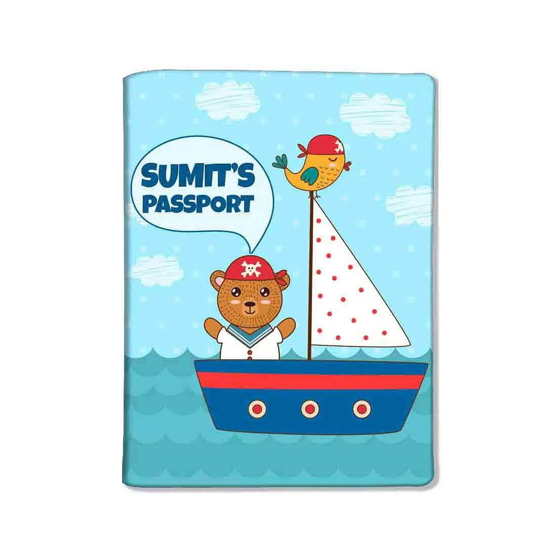 Customized Travel Document Holder  -Ship & Bear Blue