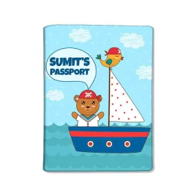 Customized Travel Document Holder  -Ship & Bear Blue