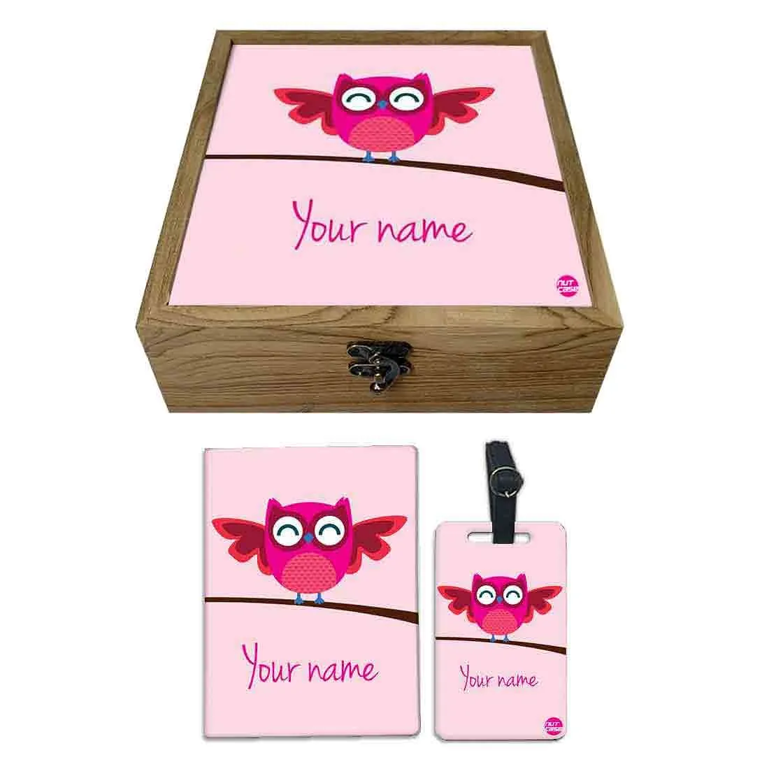 Customized Travel Jewelry Holder - Pink Owl