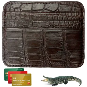 Dark Brown Alligator Leather Credit Card Holder | RFID Blocking | BROWN-CARD-12