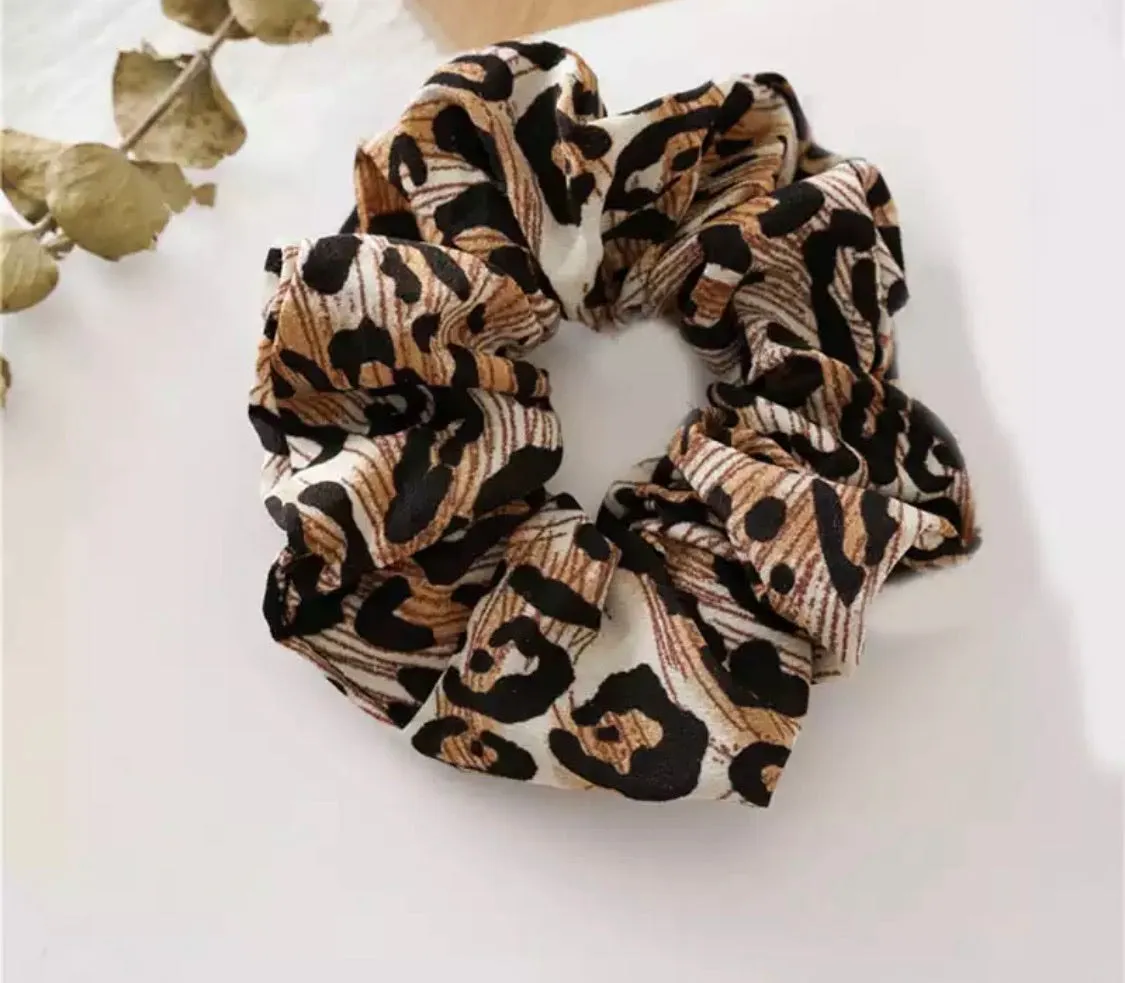 Dark Brown Animal Print Scrunchie