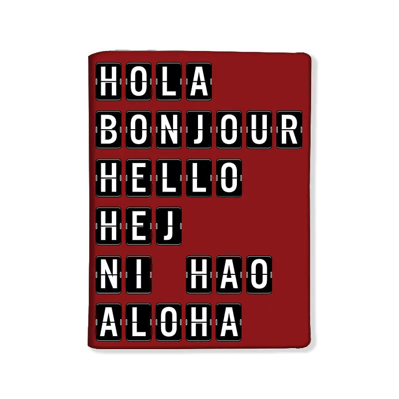 Designer Passport Cover - Hola Bonjour Red