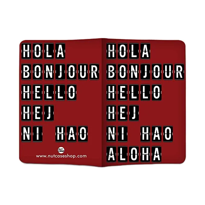 Designer Passport Cover - Hola Bonjour Red