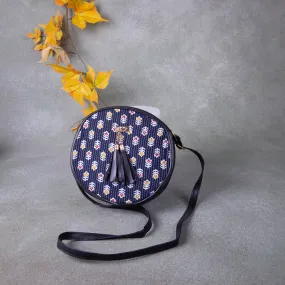 Drum Slings Navy Blue Colour with Yellow Flower Design.