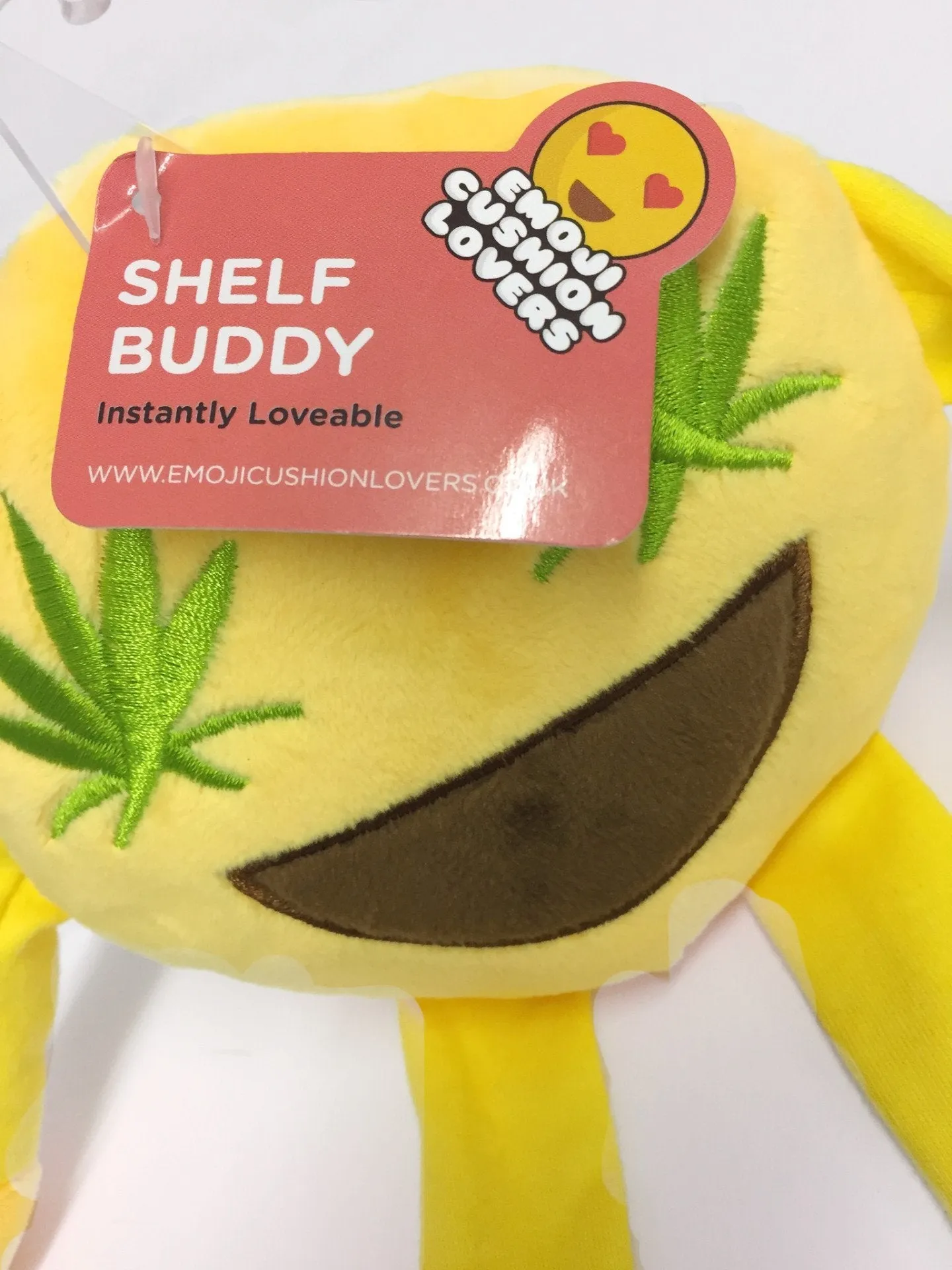 Emoji Shelf Buddy Plush with Green Leaf Design