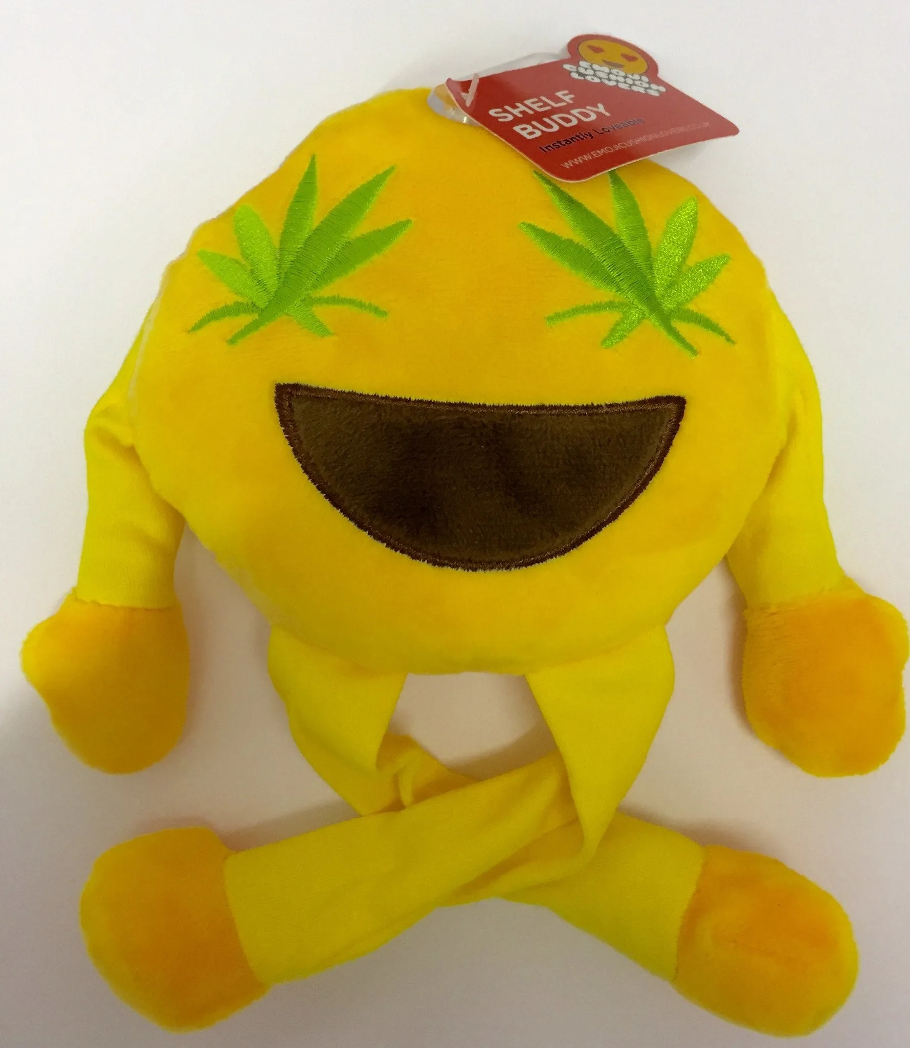 Emoji Shelf Buddy Plush with Green Leaf Design