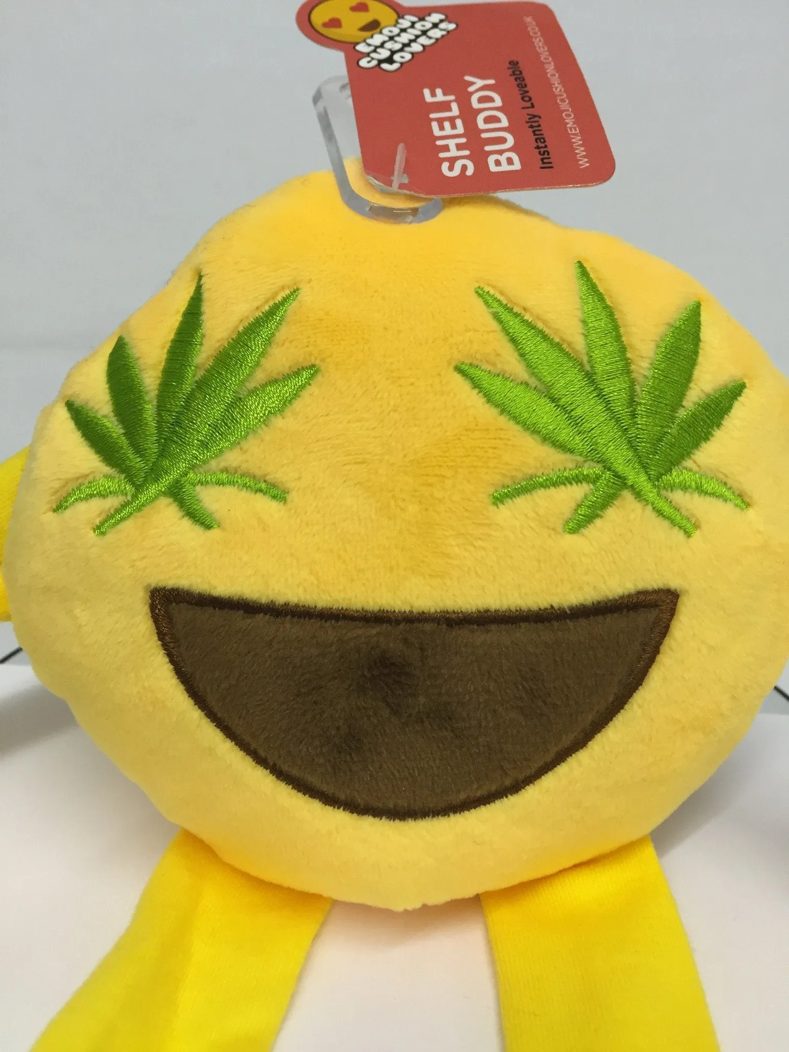 Emoji Shelf Buddy Plush with Green Leaf Design