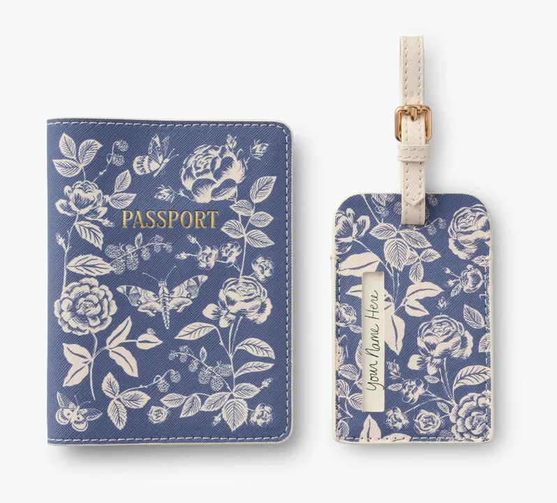 English Rose Passport & Luggage Tag Set