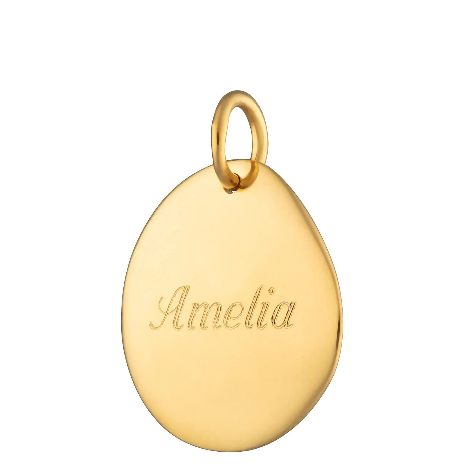 Engraved Gold Plated Pebble Charm (Medium)