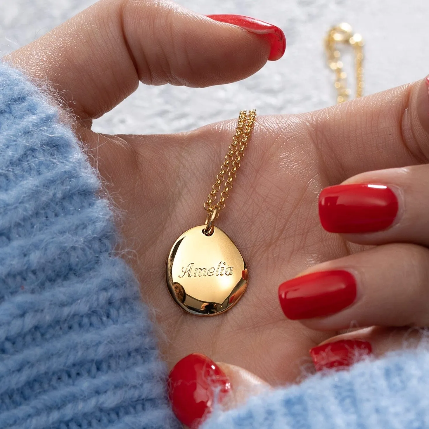 Engraved Gold Plated Pebble Charm (Medium)