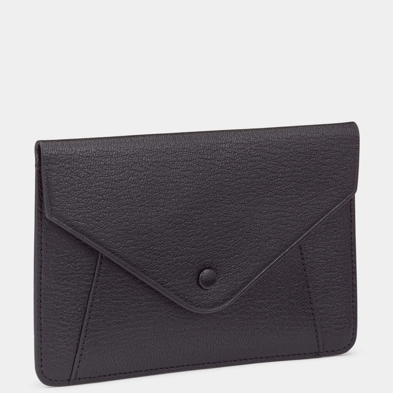 Envelope Passport Holder in Black Capra