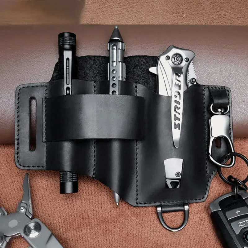 Everyday EDC Durable Belt Organizer Men's Belt Leather Multi Tool Sheath