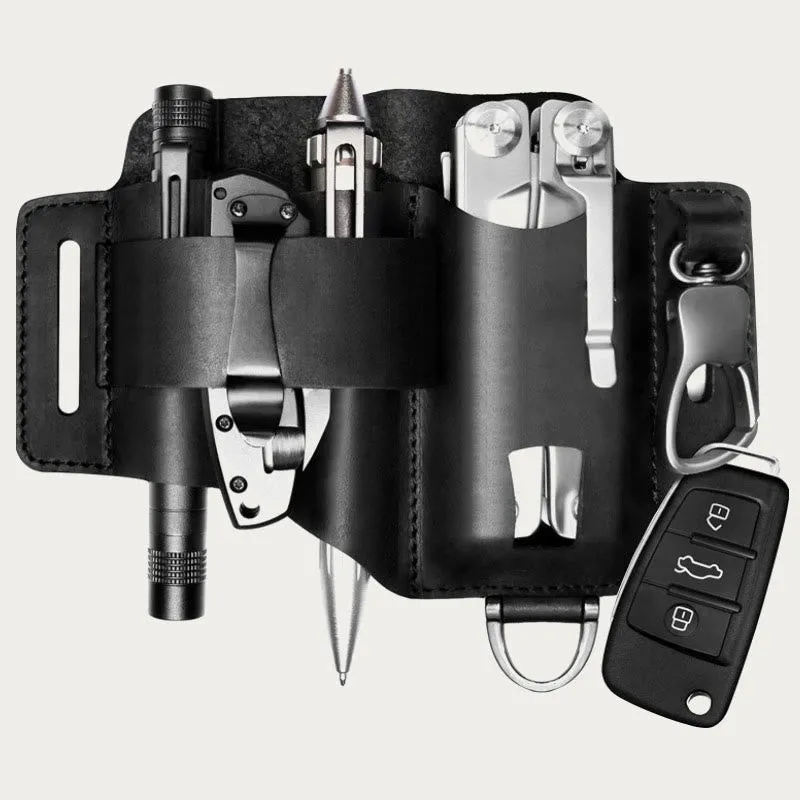 Everyday EDC Durable Belt Organizer Men's Belt Leather Multi Tool Sheath