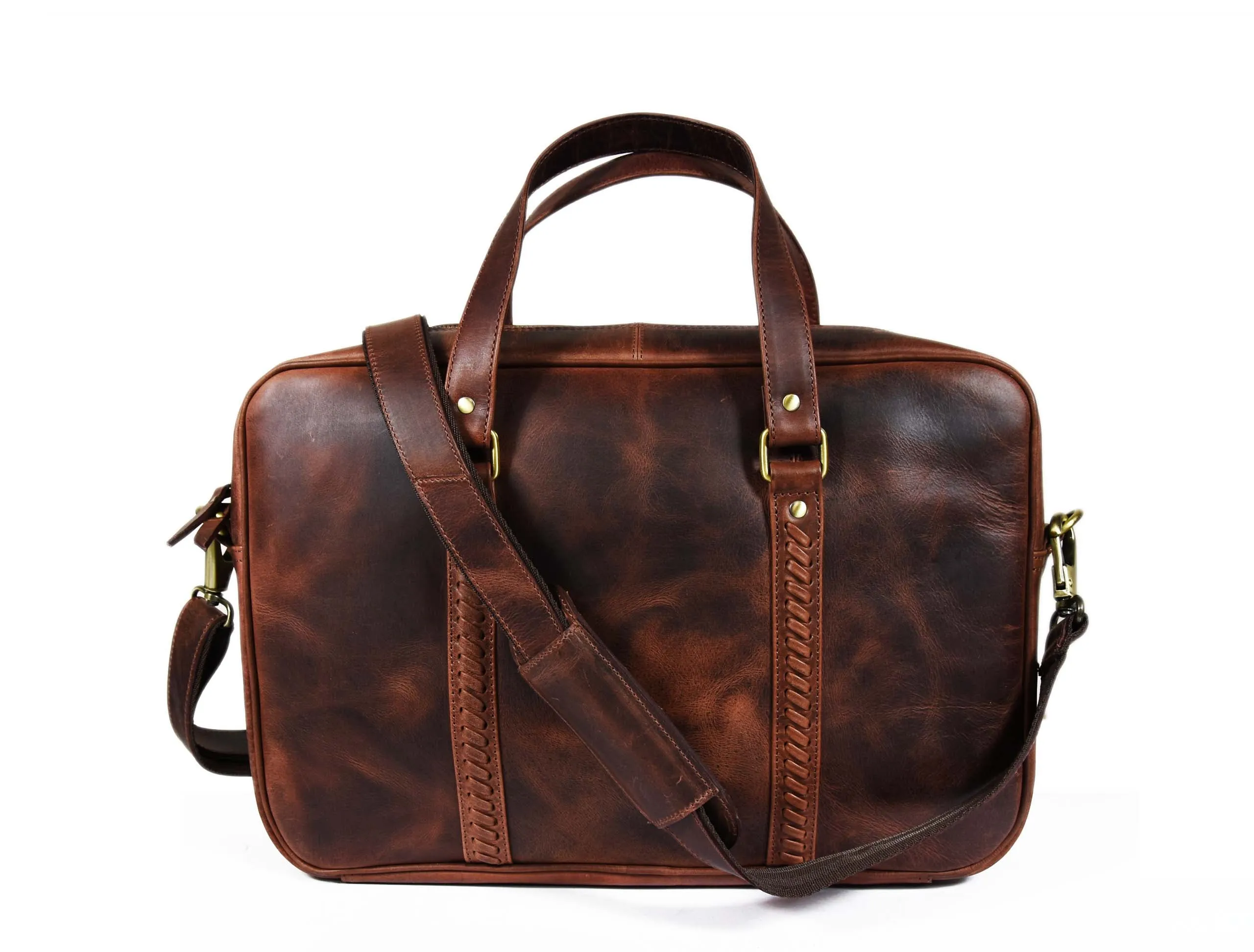 Fairfield Leather Briefcase - Walnut Brown