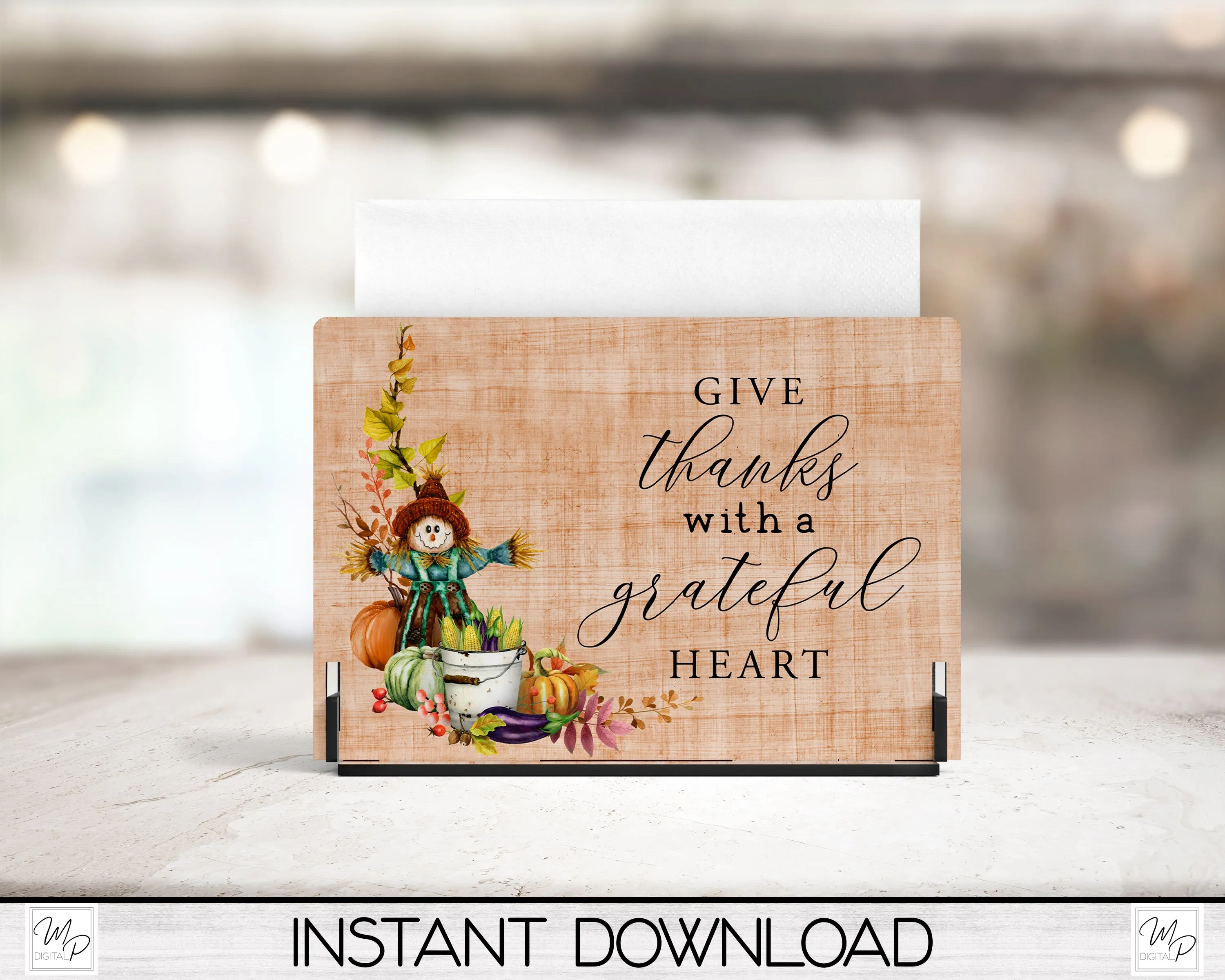 Fall Scarecrow Napkin Holder PNG Design for Sublimation, Digital Download