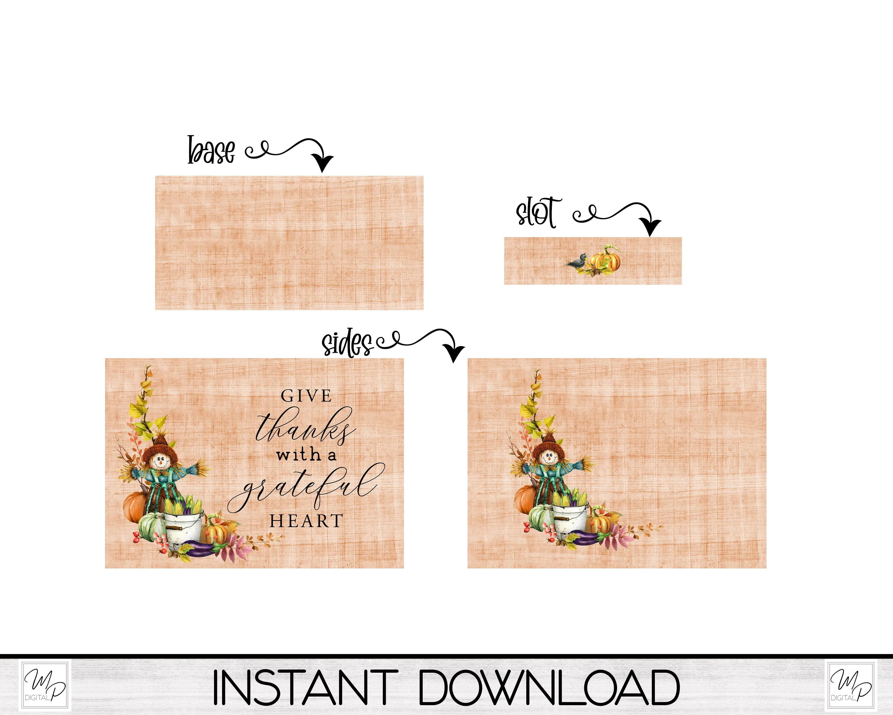 Fall Scarecrow Napkin Holder PNG Design for Sublimation, Digital Download