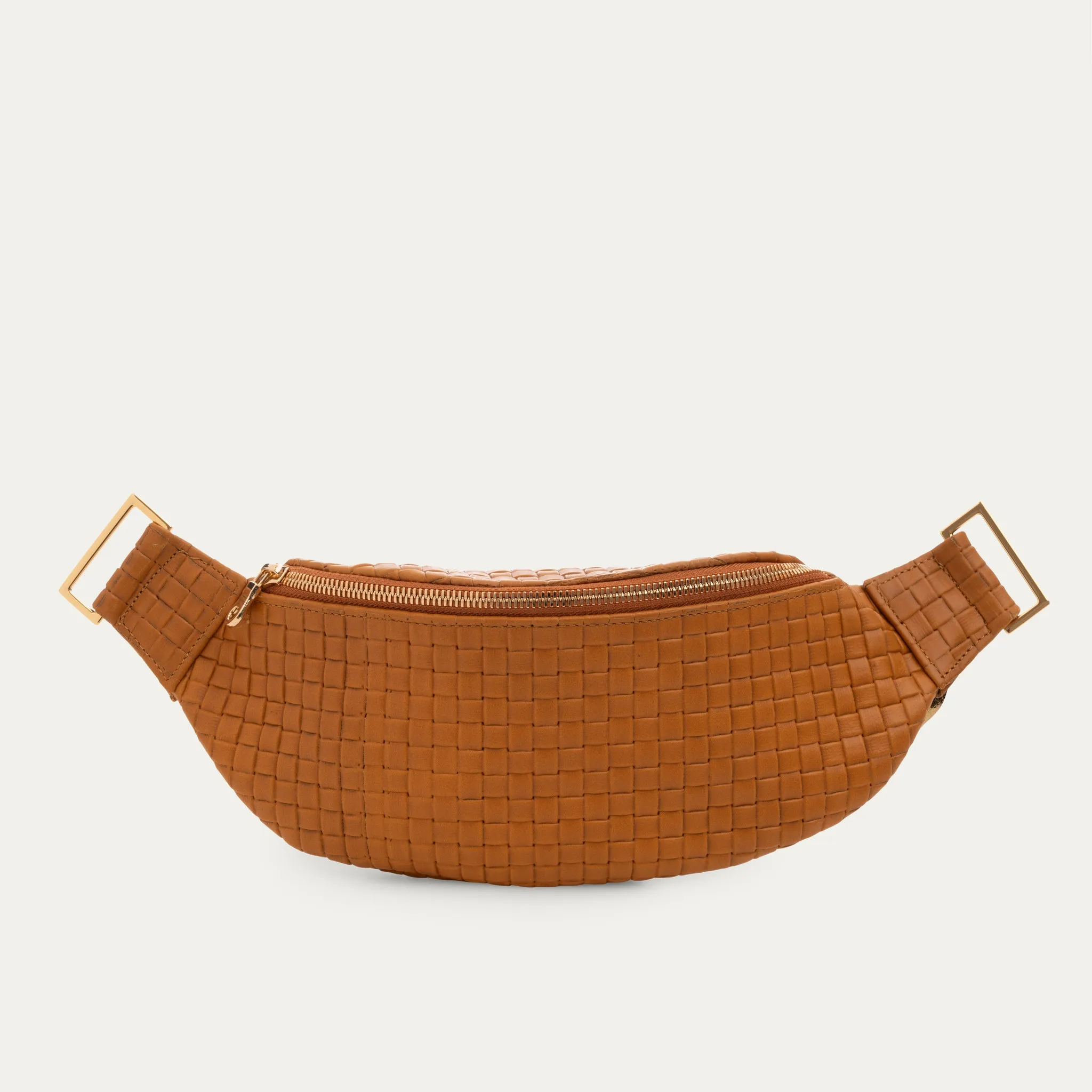 Fanny Pack   Crossbody Bag | Cognac Woven   Gold Hardware