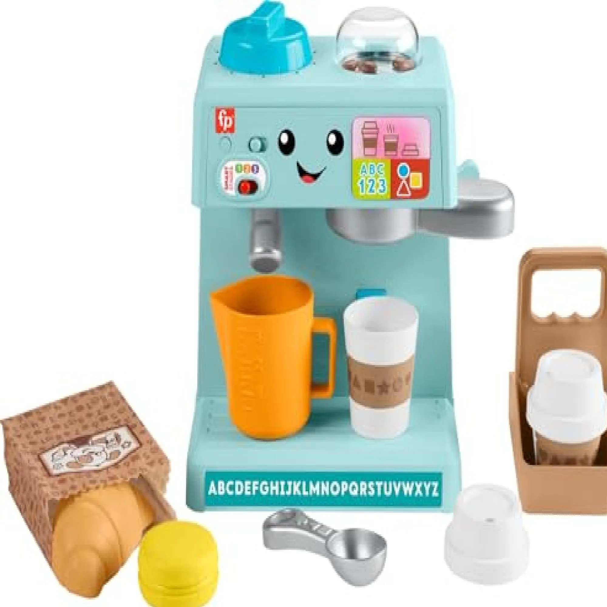 Fisher-Price HTW96 Laugh Learn Learn Serve Coffee Cafe Toddler Electronic Toy, 10 Play Pieces - Multi-Color