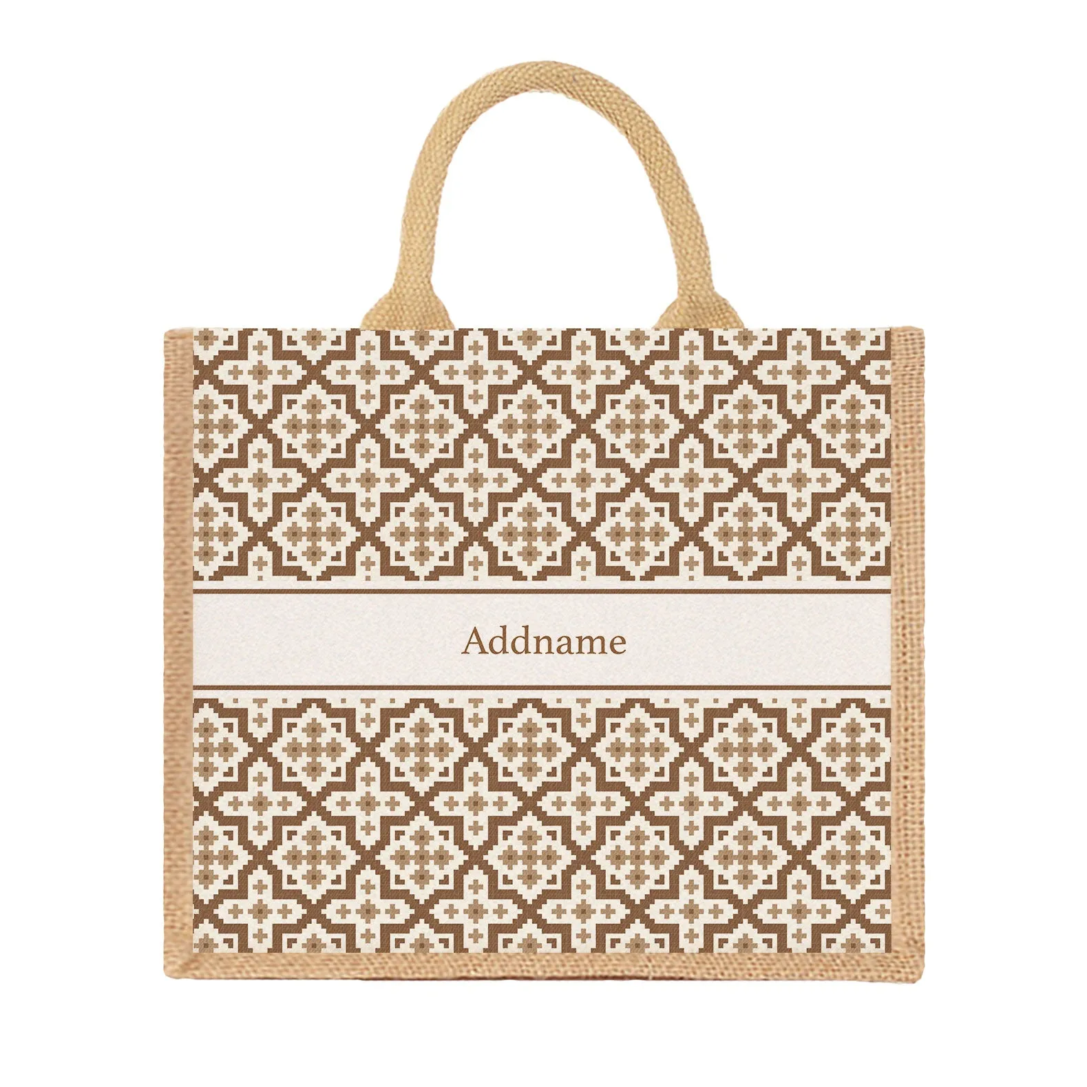 Flora Motif Moroccan & Mosaic Series Jute Tote Bag [FREE Custom Add Name]