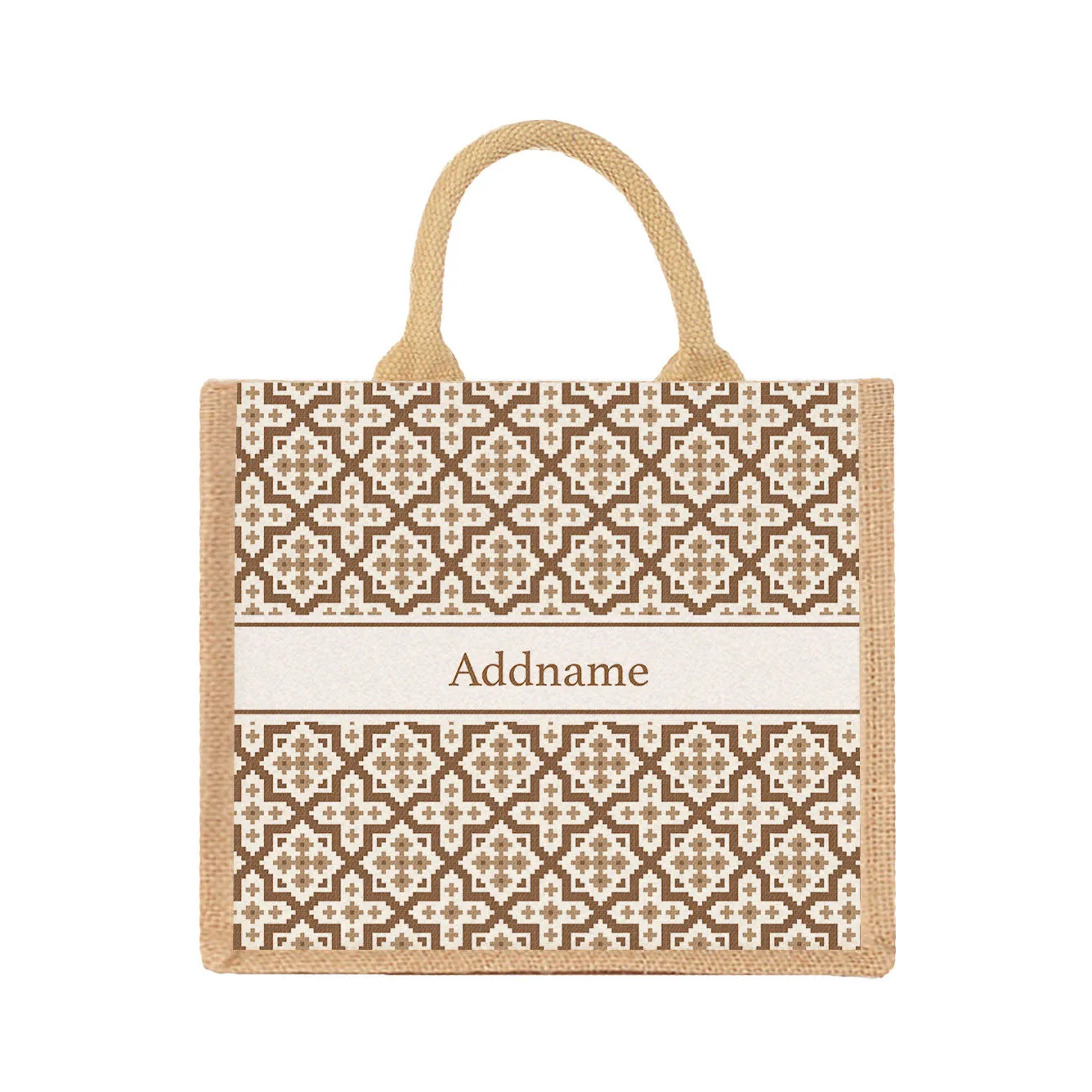 Flora Motif Moroccan & Mosaic Series Jute Tote Bag [FREE Custom Add Name]