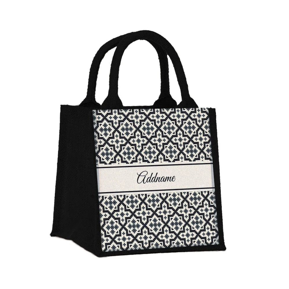 Flora Motif Moroccan & Mosaic Series Jute Tote Bag [FREE Custom Add Name]