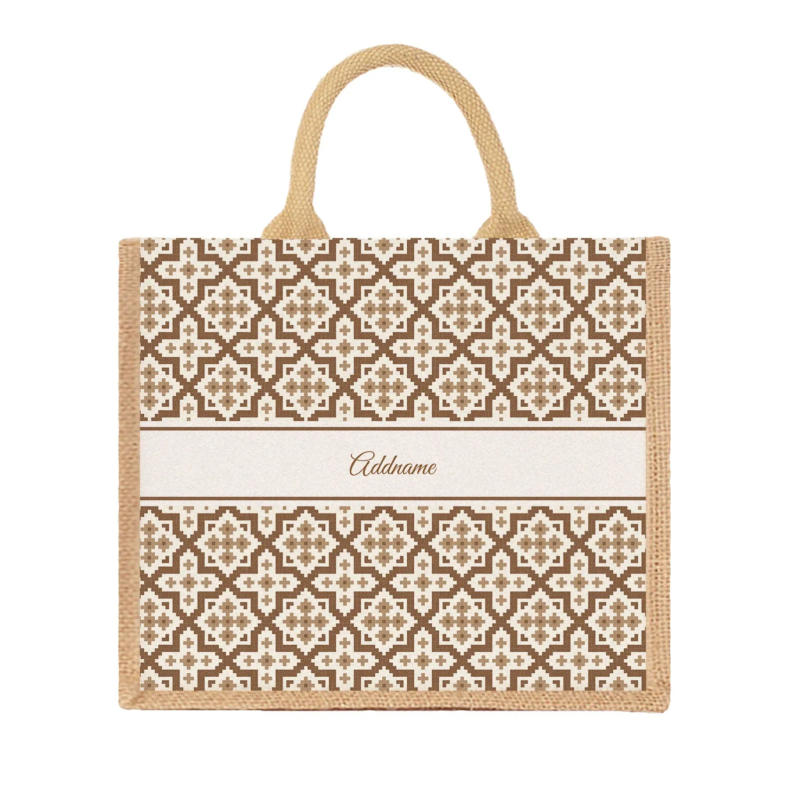 Flora Motif Moroccan & Mosaic Series Jute Tote Bag [FREE Custom Add Name]