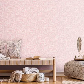 Galerie Garden Toile Wallpaper Pink G78511