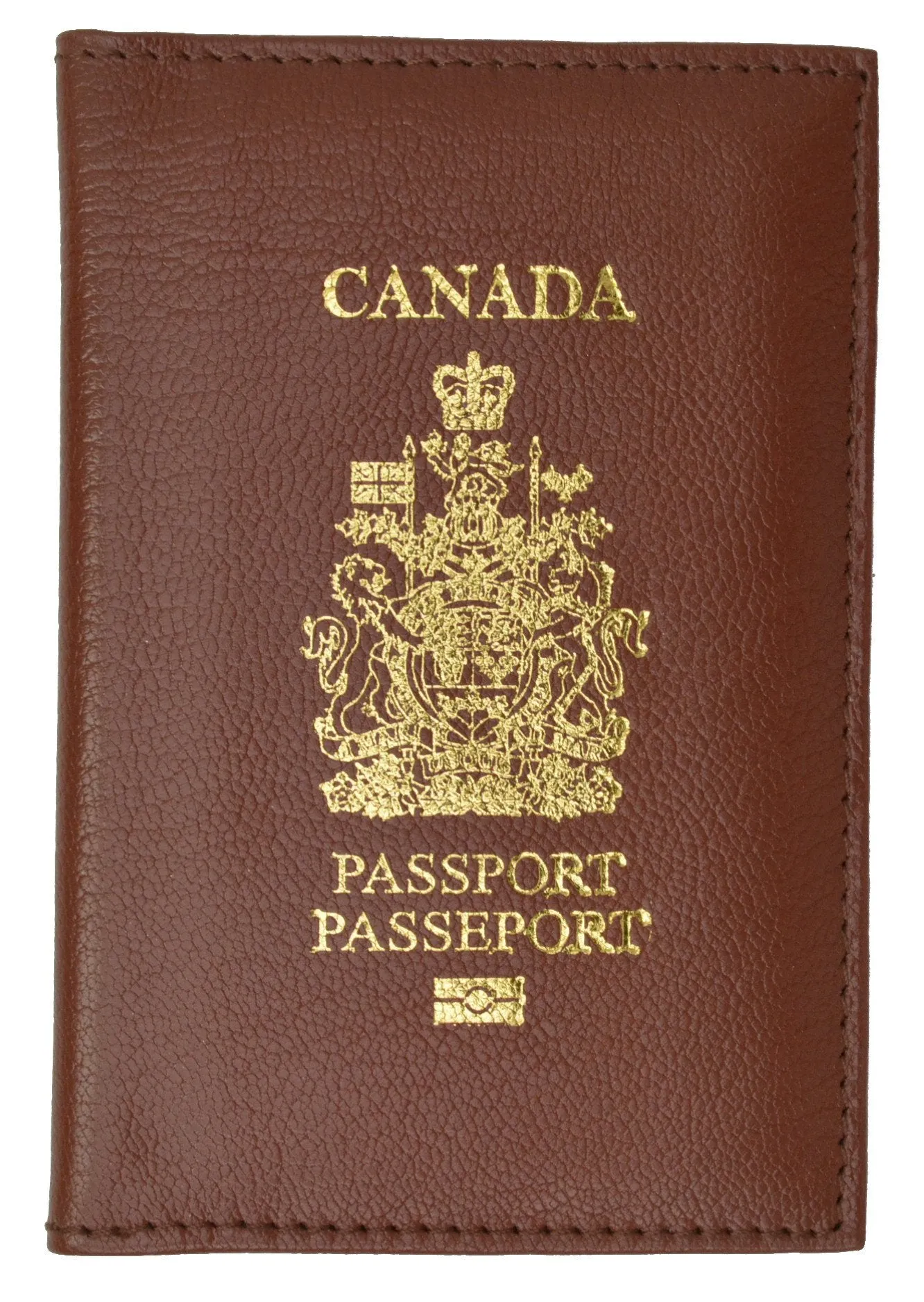 Genuine Leather Passport Wallet, Cover, Credit Card Holder with Canada Emblem Imprint for International Travel 601 Canada