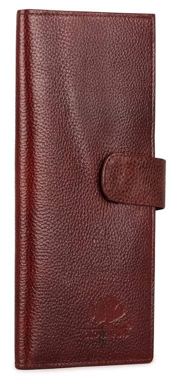 Genuine Leather Passport Wallet - Spacious, Lightweight | Includes Card Holder | 24.5 x 12.5 x 3 CM | Mahogany