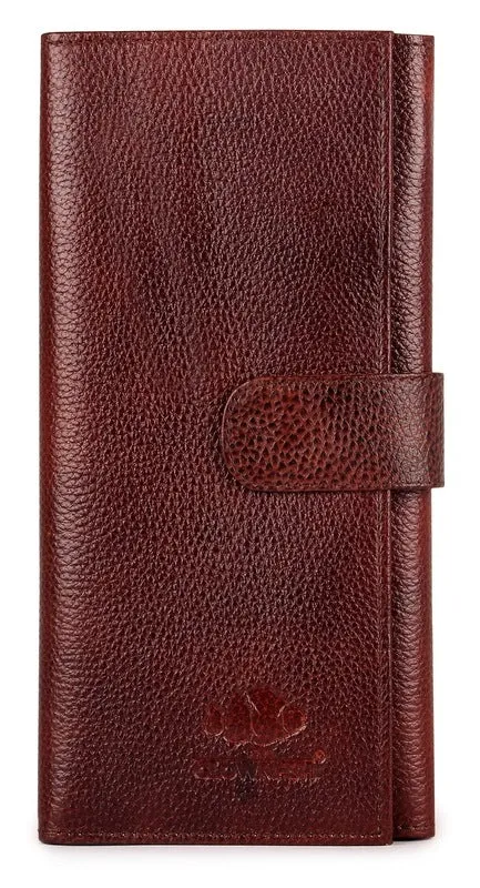 Genuine Leather Passport Wallet - Spacious, Lightweight | Includes Card Holder | 24.5 x 12.5 x 3 CM | Mahogany