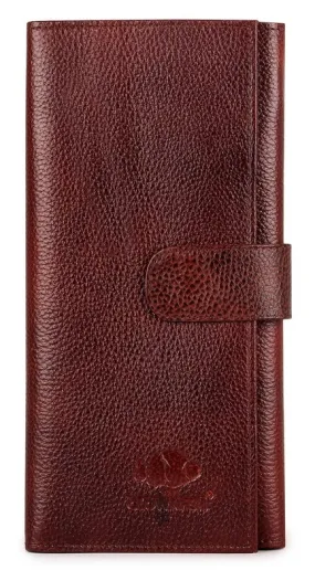 Genuine Leather Passport Wallet - Spacious, Lightweight | Includes Card Holder | 24.5 x 12.5 x 3 CM | Mahogany